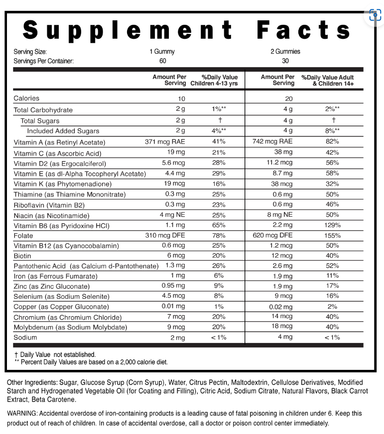 Better Bears Kids Mega Multivitamin Gummies
