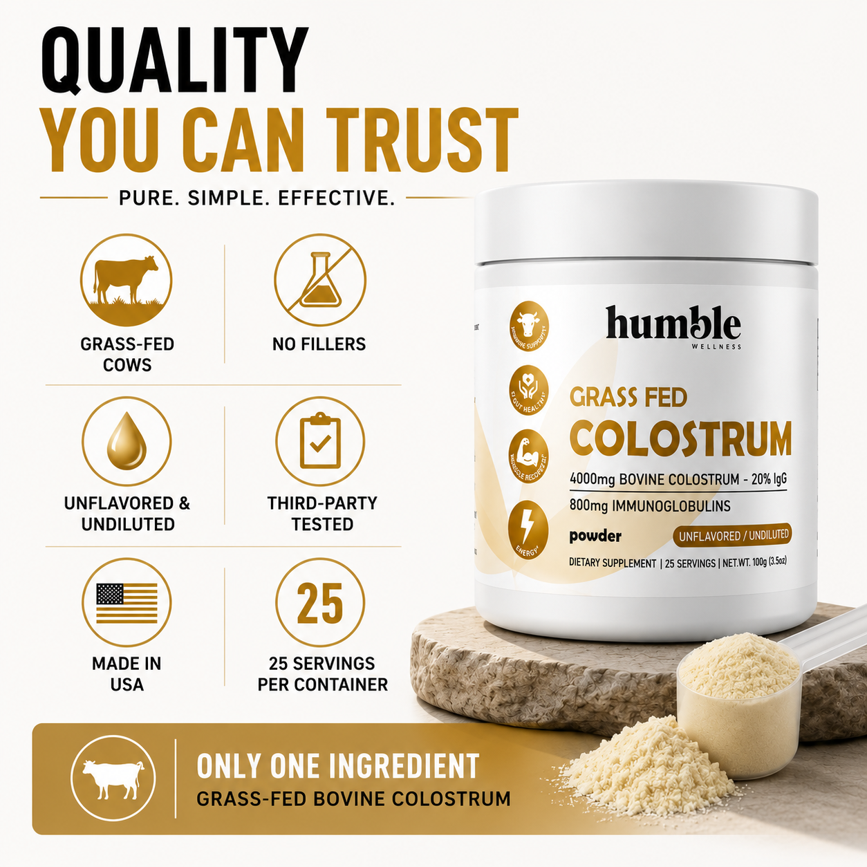 Grass Fed Colostrum - 25 Servings