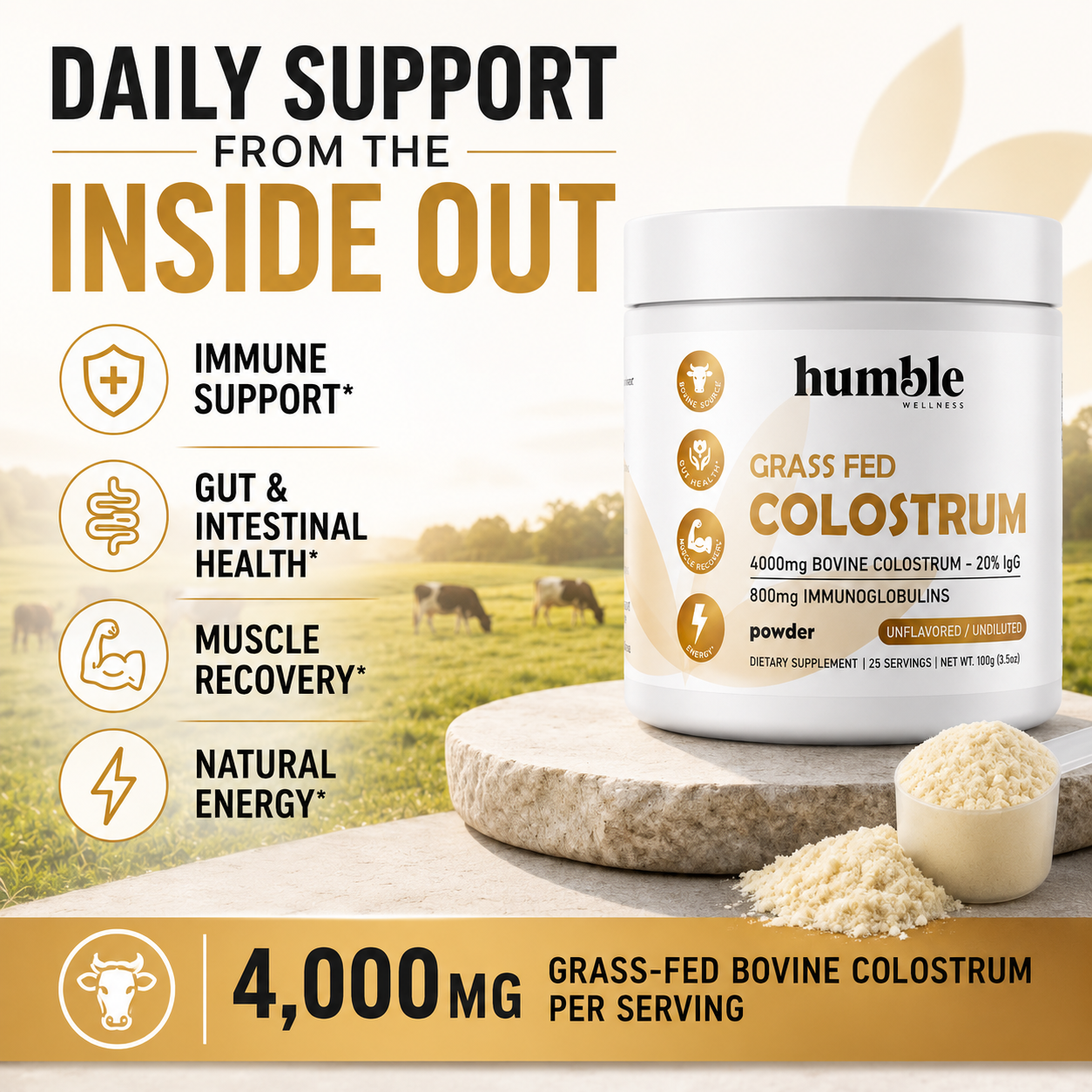 Grass Fed Colostrum - 25 Servings